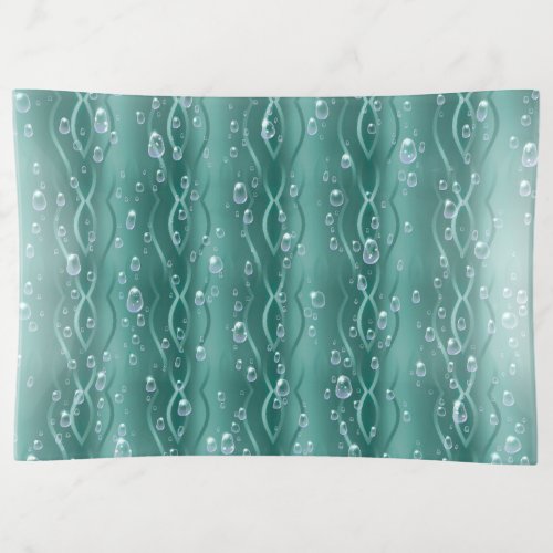 Raindrops on green Metal Trinket Tray