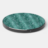 Raindrops on Green Metal Wireless Charger (Front 2)