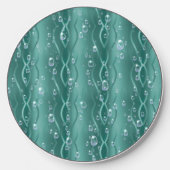 Raindrops on Green Metal Wireless Charger (Front)
