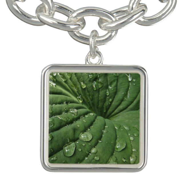 Raindrops on Hosta Leaf Charm Bracelet