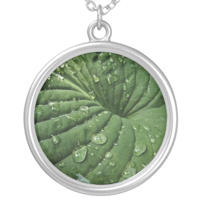 Raindrops on Hosta Leaf Necklace (Front)