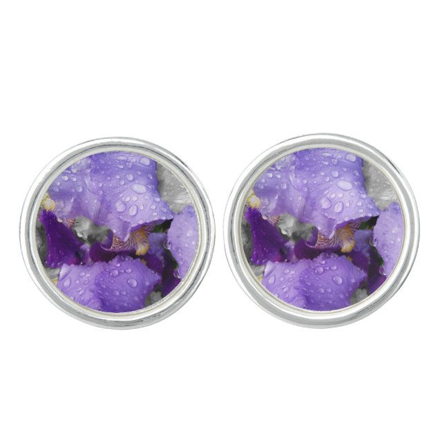 raindrops on iris cufflinks (Front)