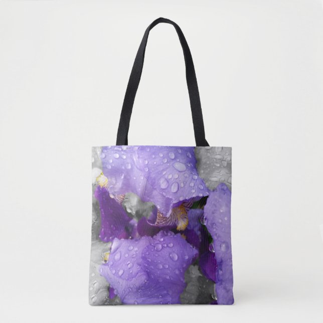 raindrops on iris tote bag (Front)