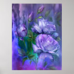 Raindrops On Lavender Roses Art Poster/Print Poster