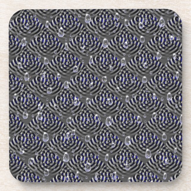 Raindrops on Metal Beverage Coaster (Front)