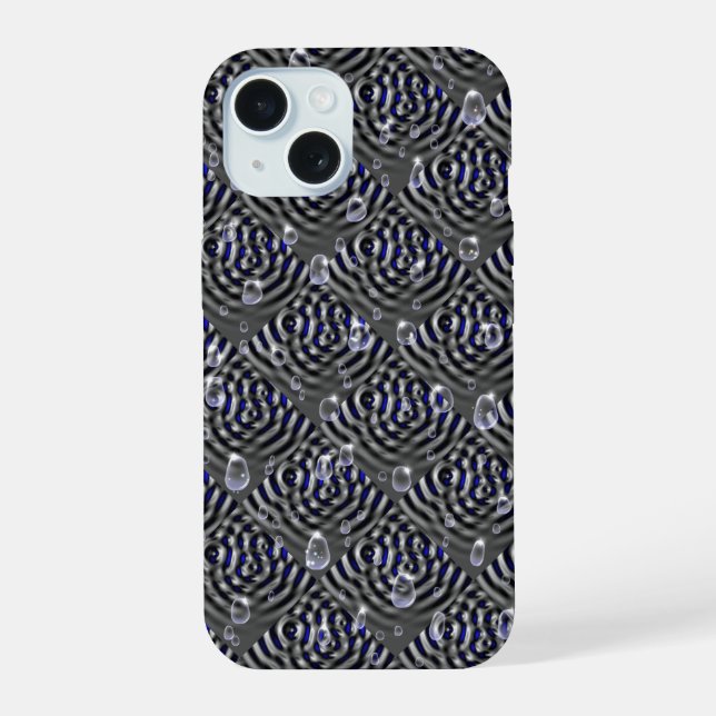 Raindrops on Metal iPhone 15 Case (Back)