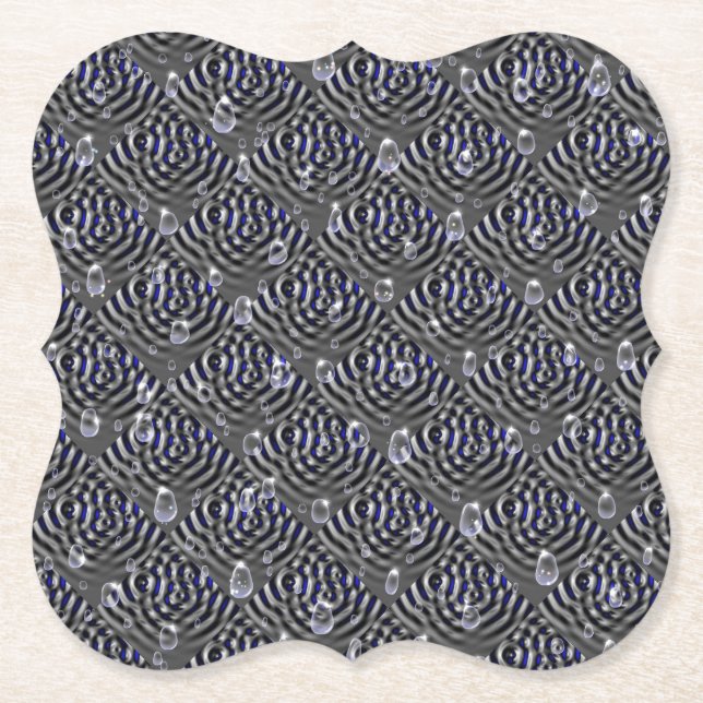 Raindrops on Metal Paper Coaster (Front)