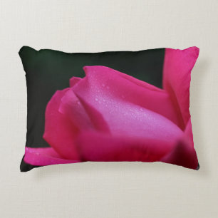 Raindrops On Red Rosebud Accent Pillow