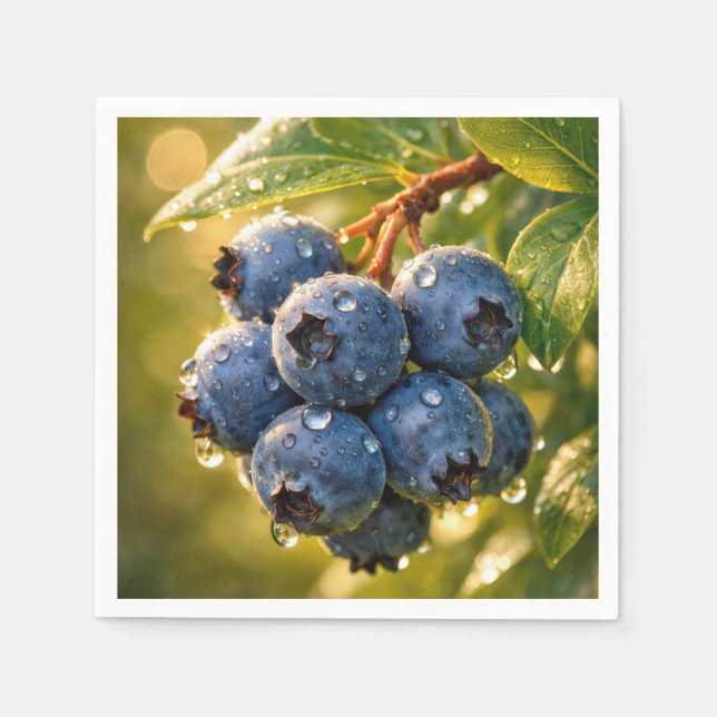 Raindrops on Ripe Blueberries Napkins (Front)