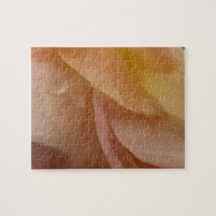 Raindrops on Rose Petals Pink Peach Floral Jigsaw Puzzle