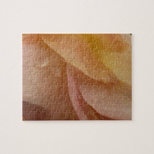 Raindrops on Rose Petals Pink Peach Floral Jigsaw Puzzle (Horizontal)