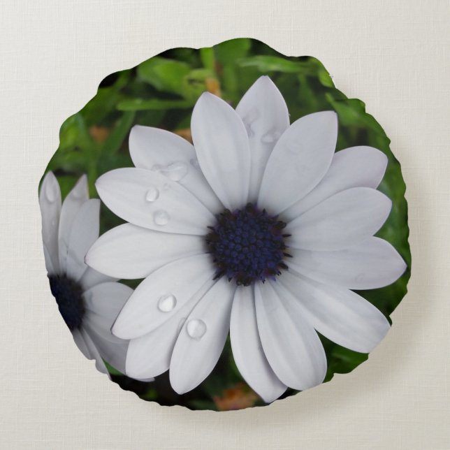 raindrops on white round pillow (Back)