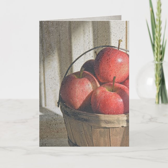 raindrops on window with apples card (Front)