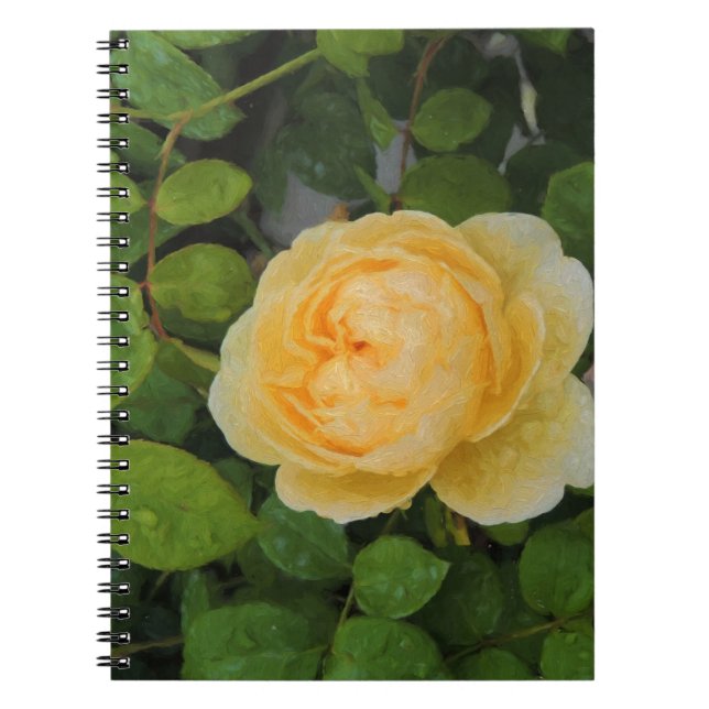 Raindrops on Yellow Rose Notebook (Front)
