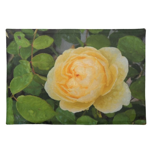 Raindrops on Yellow Rose Placemat (Front)