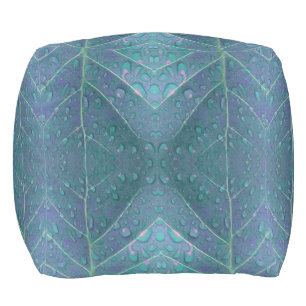 Raindrops Pattern in Blue Outdoor Pouf
