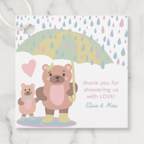 Raindrops Puddles Mama  Baby Bear Custom Shower Favor Tags