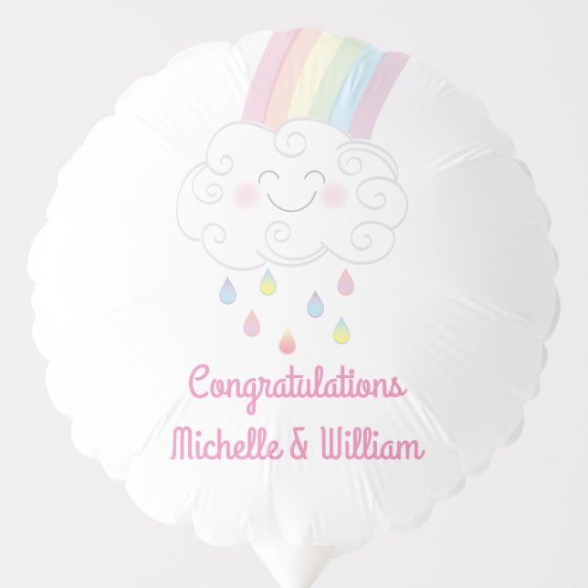 Raindrops Rainbow Baby Shower Balloon (Front)