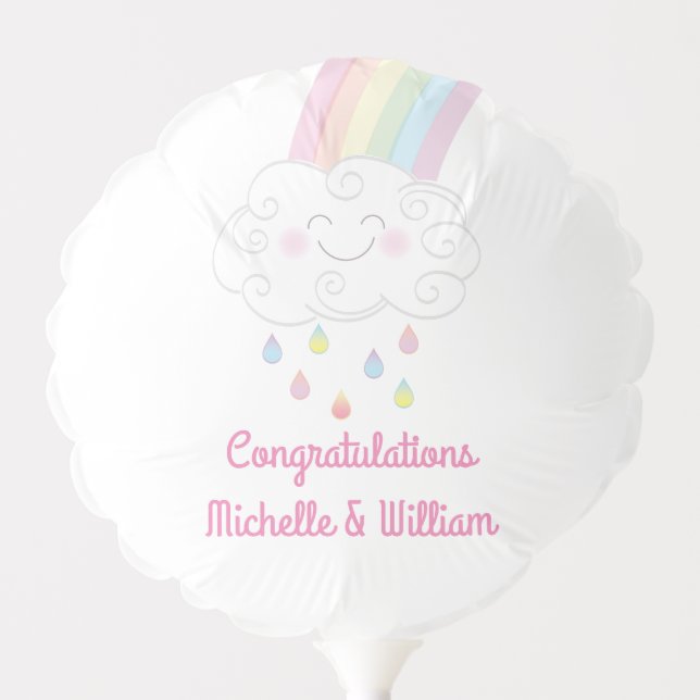 Raindrops Rainbow Baby Shower Balloon (Front)