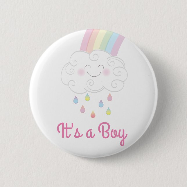 Raindrops Rainbow Baby Shower Button (Front)