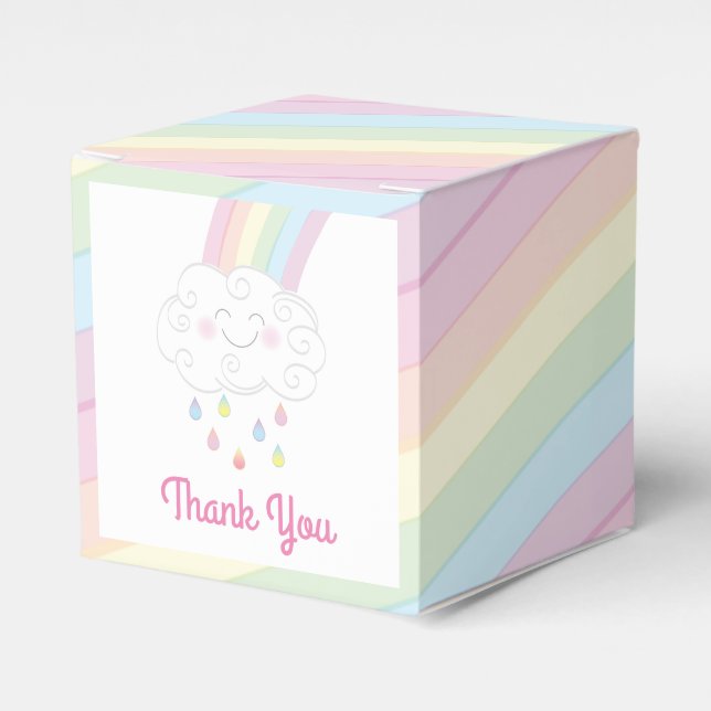 Raindrops Rainbow Baby Shower Favor Boxes (Front Side)