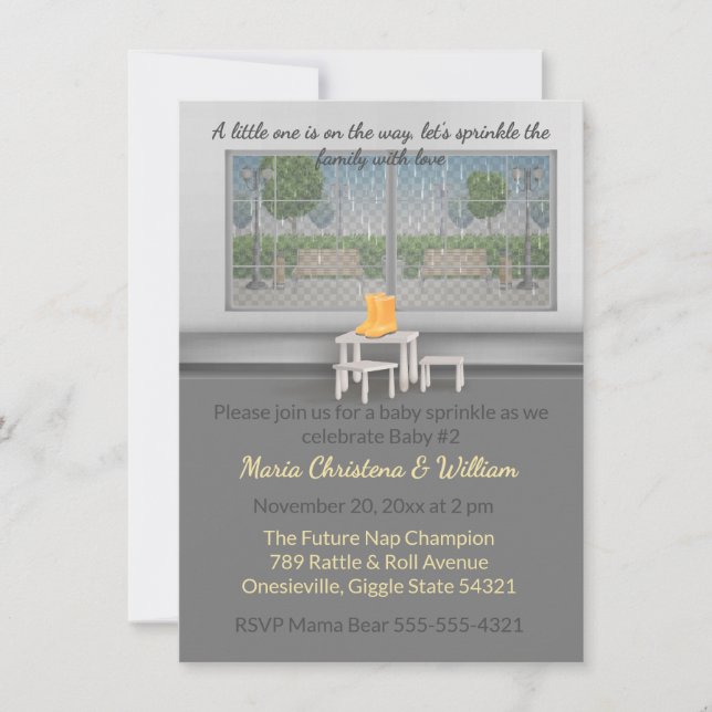 Raindrops & Snuggles Baby Sprinkle Invitation (Front)