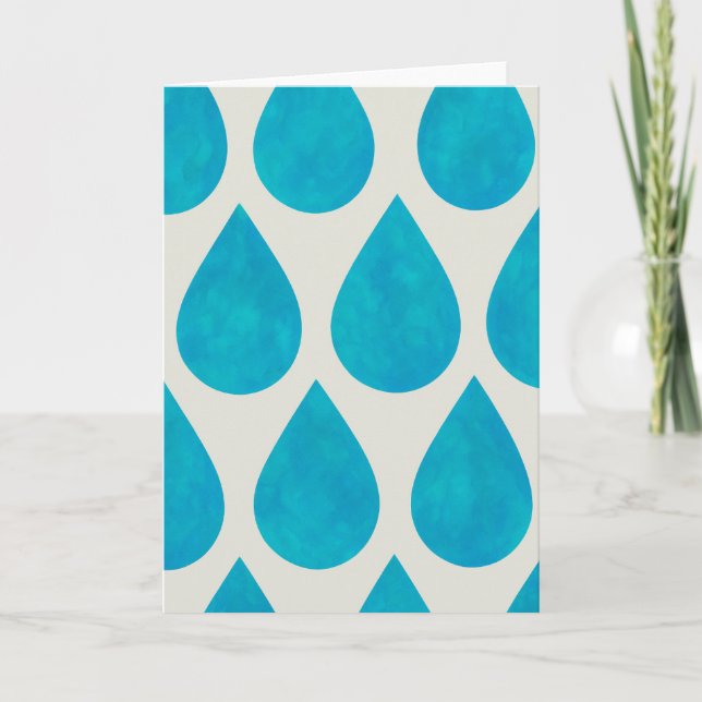 Raindrops/Teardrops Pattern Watercolor Greeting  Card (Front)