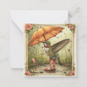 Raindrops & Warm Wishes: Sweet Hummingbird Note Card
