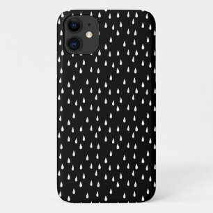 Raindrops Whimsical White Pattern on Black iPhone 11 Case