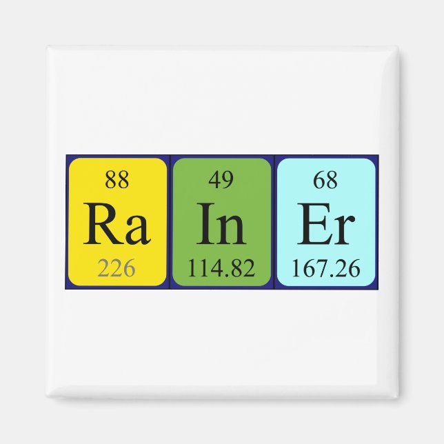 Rainer periodic table name magnet (Front)