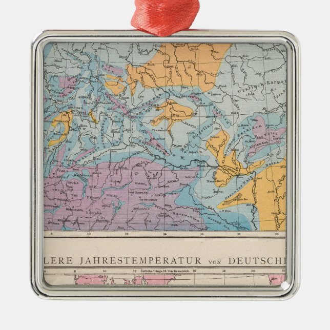 Rainfall map of Germany Metal Ornament (Front)