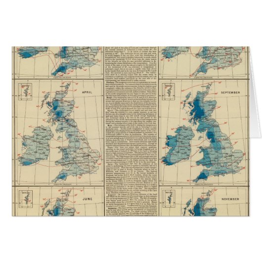 Rainfall, temperature, British Isles Cards (Front Horizontal)