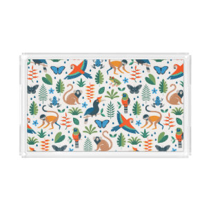 Rainforest Animal Pattern Acrylic Tray