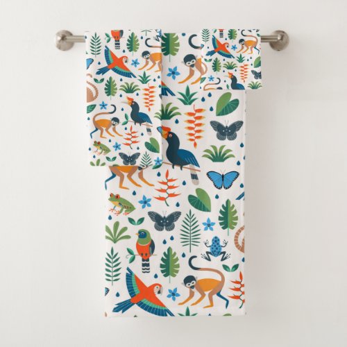 Rainforest Animal Pattern Bath Towel Set