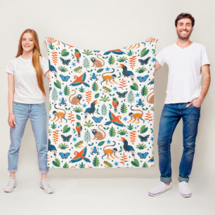Rainforest Animal Pattern Fleece Blanket
