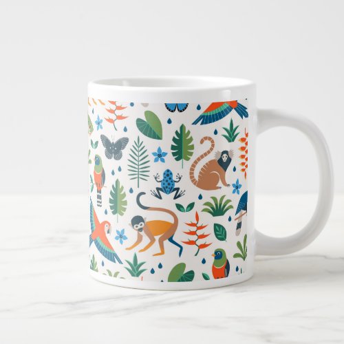 Rainforest Animal Pattern Giant Coffee Mug