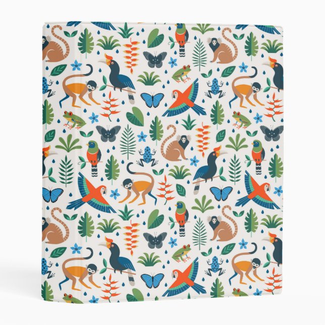 Rainforest Animal Pattern Mini Binder (Front/Spine)