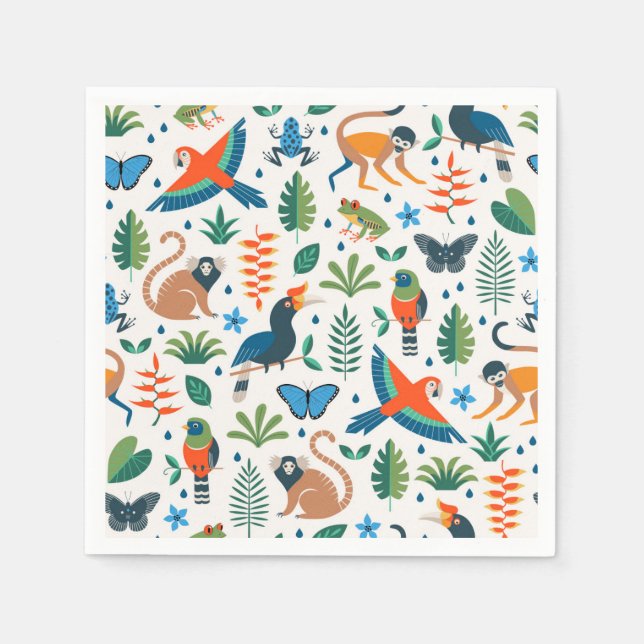 Rainforest Animal Pattern Napkins (Front)