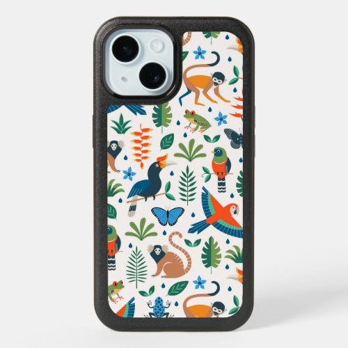 Rainforest Animal Pattern iPhone 15 Case