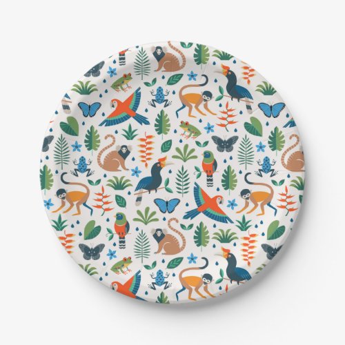 Rainforest Animal Pattern Paper Plates