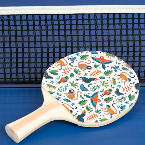 Rainforest Animal Pattern Ping Pong Paddle