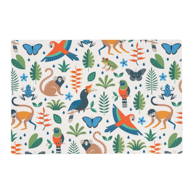 Rainforest Animal Pattern Placemat (Front)