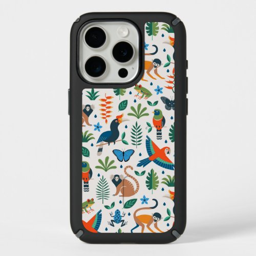 Rainforest Animal Pattern iPhone 15 Pro Case