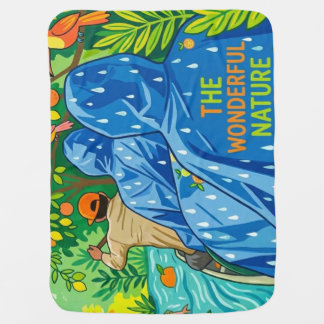 Rainforest Boat Tour Illustration Baby Blanket
