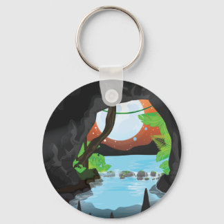 Rainforest Cave cartoon landscape Keychain