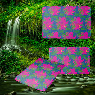 Rainforest Dreams Hibiscus Green Blue Hot Pink Bath Mat