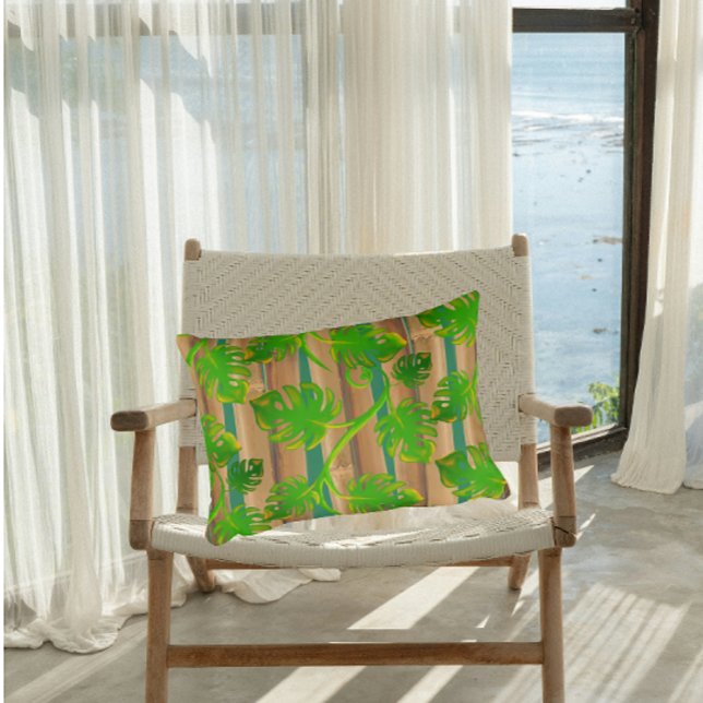 Rainforest Dreams Tropical Philodendron Bamboo Accent Pillow (Rainforest dreaming!)