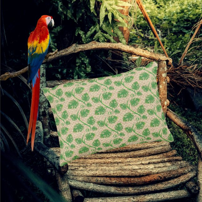 Rainforest Dreams Tropical Philodendron Vines Accent Pillow (Rustic philodendron pillow)
