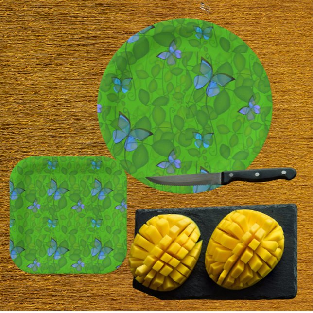 Rainforest Dreams Tropical Vines Butterflies  Paper Plates (Ready for your tropical party!)