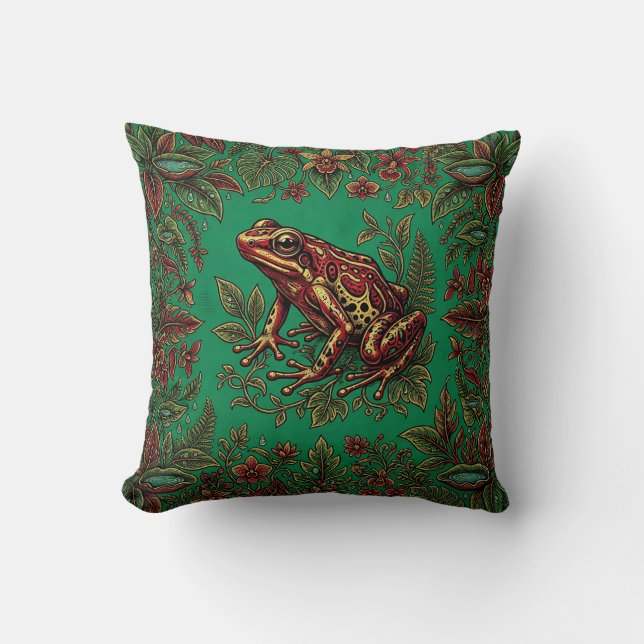 Rainforest Frog Centered Throw Pillow (Front)